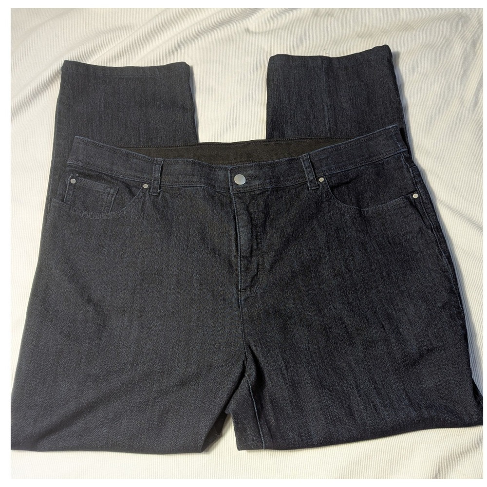 Chicos Fabulously Slimming Jeans Size 3 Short Dark‎ Wash Straight Leg Denim Blue